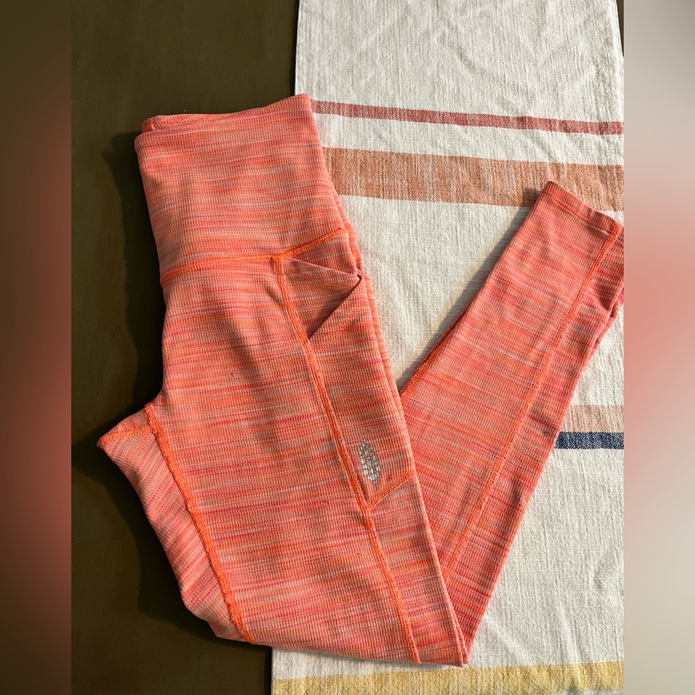 Free People Movement Women’s Pink Orange Marbled Athletic Lounge Yoga Pant XS 0